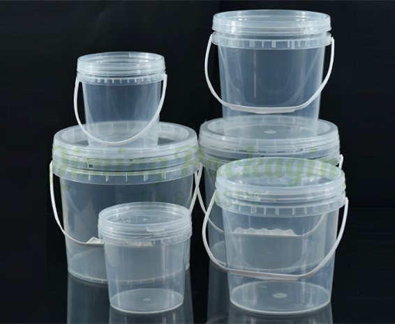 clear plastic buckets