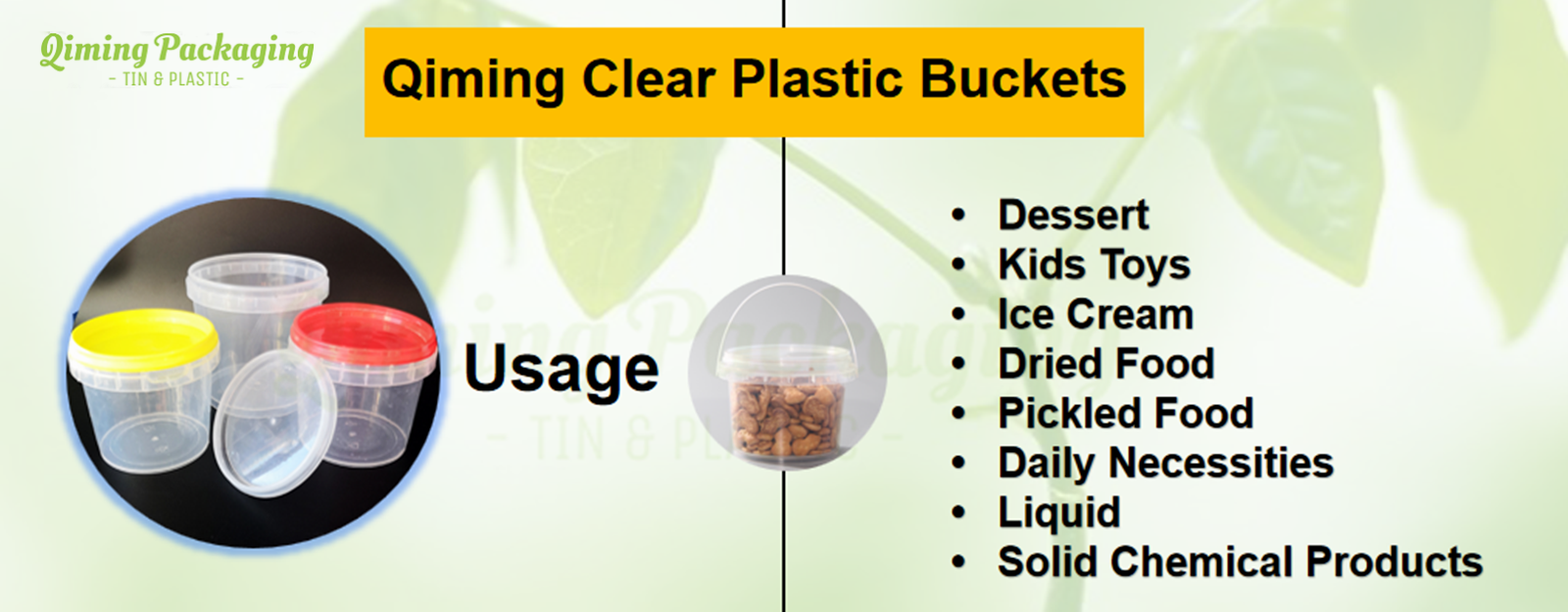clear plastic buckets