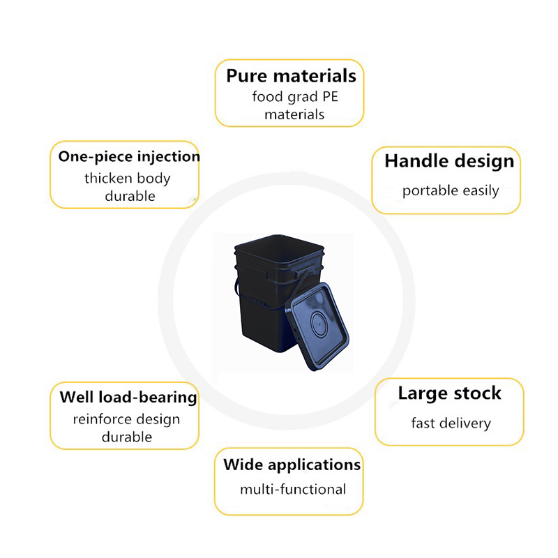 features of plastic square buckets
