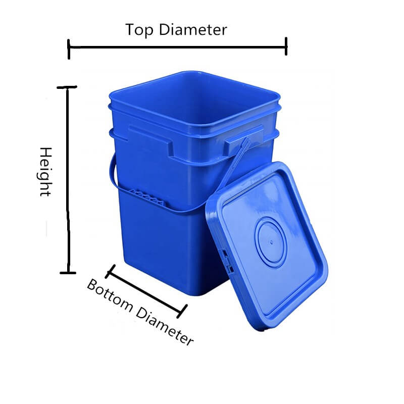 square plastic buckets with handles used for packaging