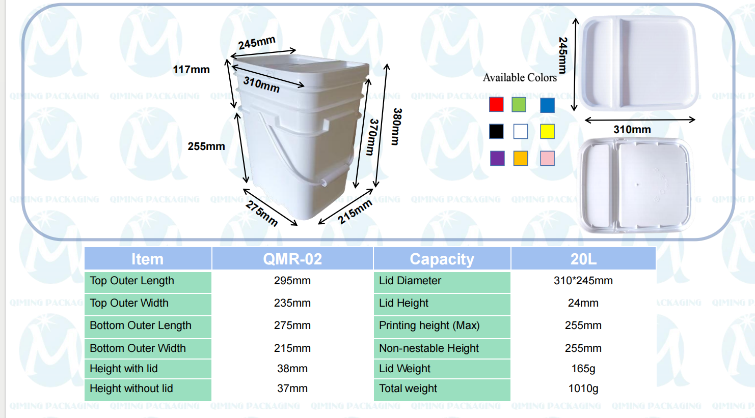 20 L plastic buckets